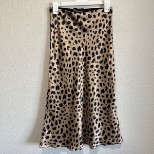 Realisation Par The Naomi Leopard Print Slip Silk Skirt In Wild Things Size S